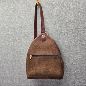 ROSSI & CARUSO Vintage Brown Leather Suede Sling Backpack Bag Purse Argentina